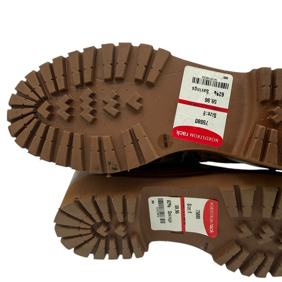 Vince Camino Leopard Lace-Up Leather Women’s 8 Boots  Lug Chunky Wedge Sole - Picture 7 of 9